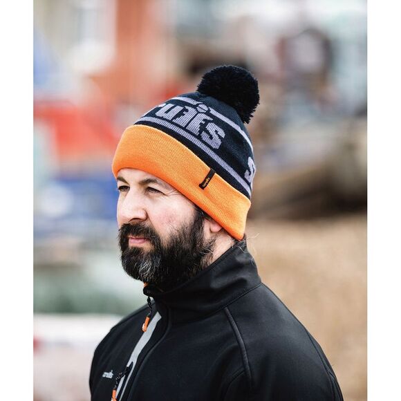 Scruffs Mens Trade Bobble Beanie / Black/Orange - Picture 2 of 2